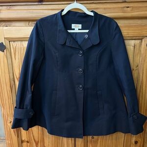 Talbots Blazer Navy Blue 100% Cotton Jacket Button Up Women's Size 4